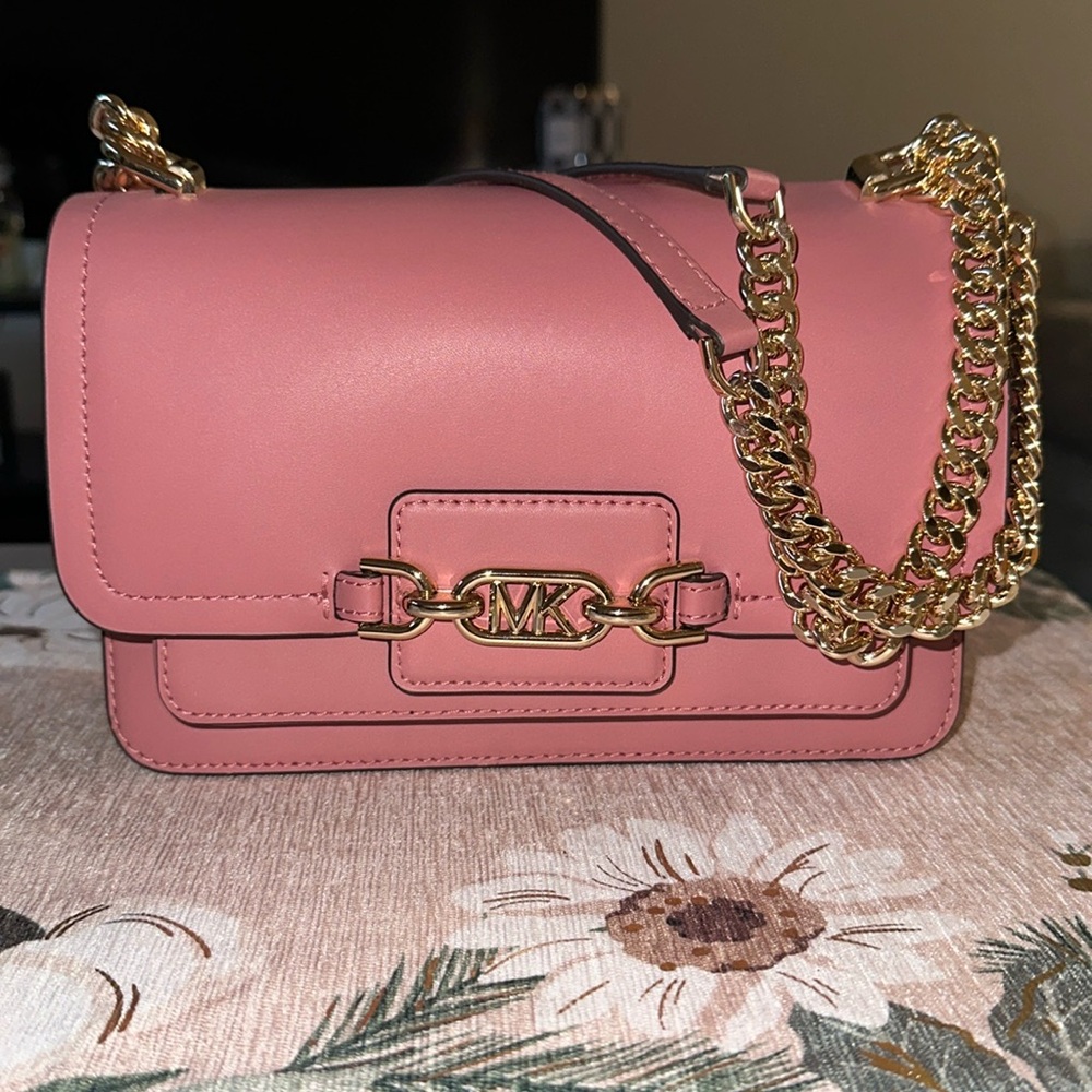 Michael Kors Heather LARGE Leather Shoulder Bag in Rose #30S2L7HL3L NWT